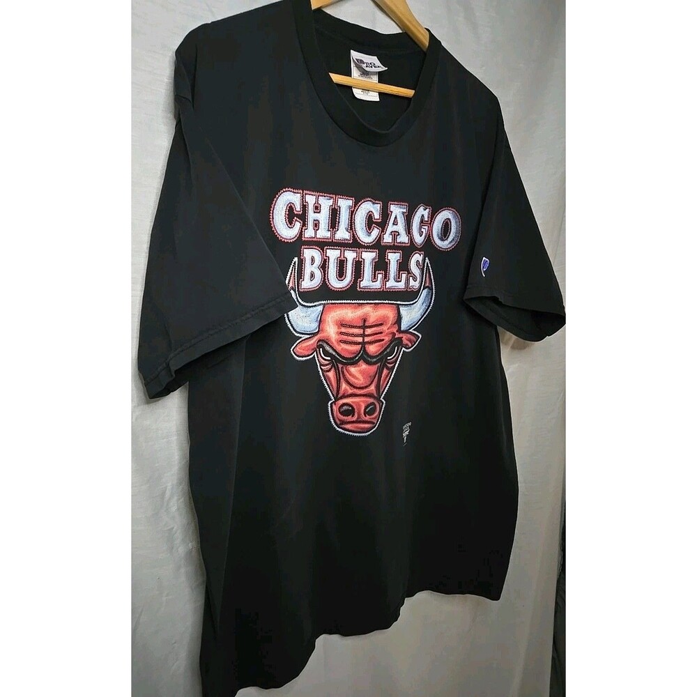 Vintage Chicago Bulls Lg Head, T-Shirt Pro Player, Made In The USA, Sz XXL Black - Picture 4 of 9